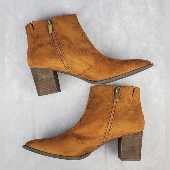 Comfortview Lacy Women Bootie Camel Color Suede Size 11 W Zipper‎ - Picture 8 of 12
